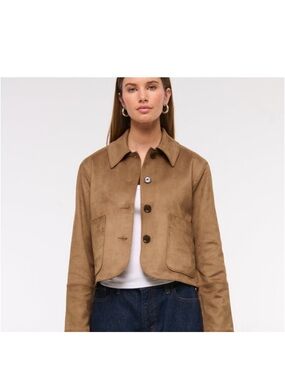 Abercrombie Tan Suede Button-Front Jacket